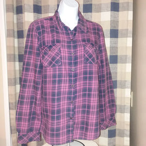 NATURALS REFLECTIONS Long Sleeve Plaid Blouse